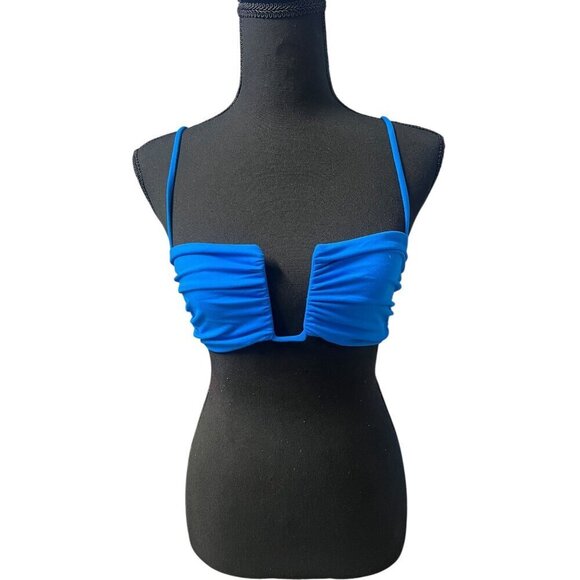 Susana Monaco Womens SMALL Blue Ruched Bandeau Bikini Top, REVOLVE RESORT WEAR - Picture 2 of 6